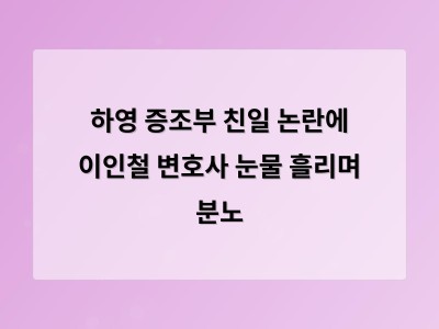 하영 증조부 친일 논란에 이인철 변호사 눈물 흘리며 분노