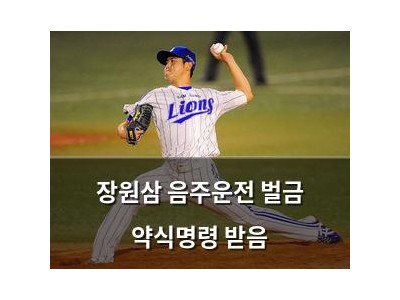 장원삼 음주운전 벌금 약식명령 받음