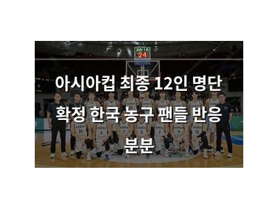 아시아컵 최종 12인 명단 확정 한국 농구 팬들 반응 분분