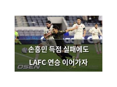 손흥민 득점 실패에도 LAFC 연승 이어가자