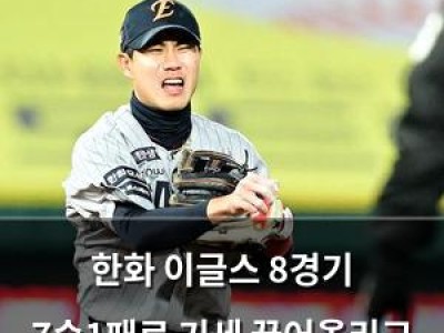 한화 이글스 8경기 7승1패로 기세 끌어올리고 부상 걱정은 없어