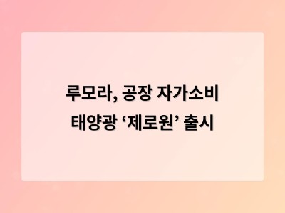 루모라, 공장 자가소비 태양광 ‘제로원’ 출시